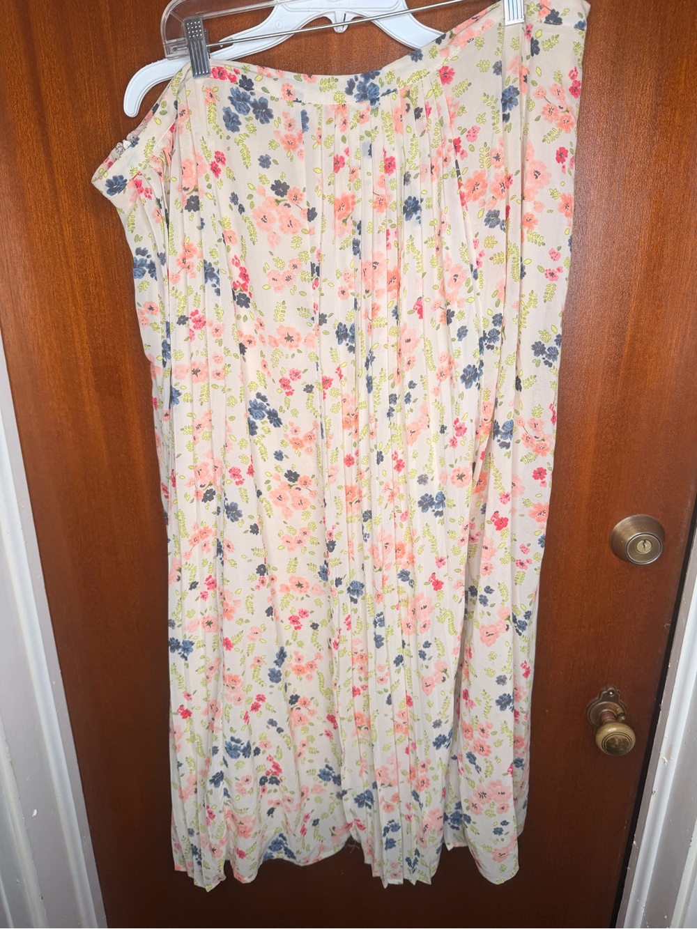 Cato Cream Maxi Skirt with Pink and Blue Floral Print